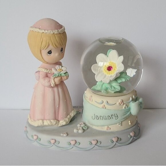 Precious Moments Flower Birth Month January Collectible Snowglobe Figurine - Picture 4 of 6